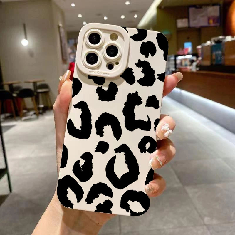 Leopard Design Camera Protective Phone Case for iPhone 16 Cases iPhone 17 Air 15 14 13 12 11 Pro Max 16E XS XR X 7 8 Plus Cover