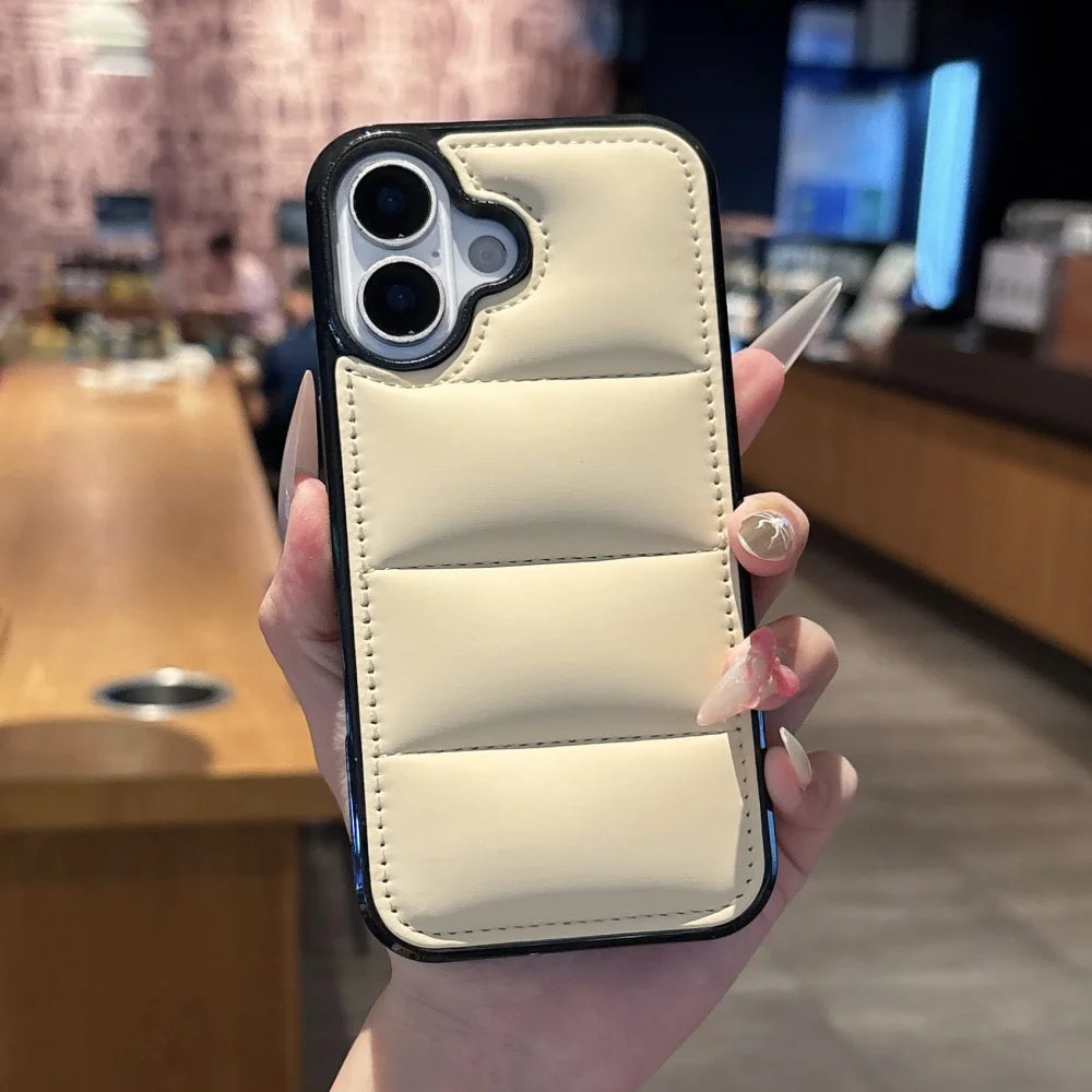 Luxury Down Jacket Silicone Phone Case For iPhone 17 Air 16 15 Plus 14 13 12 Pro Max 17ProMax Winter Colorful Soft Puffer Cover