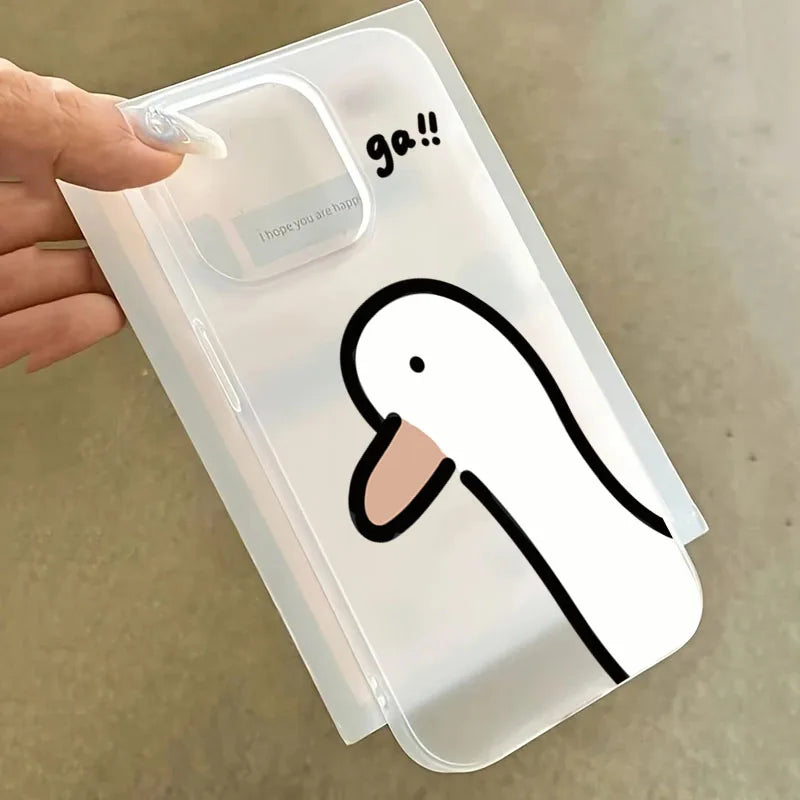 Super Cute Duck Quack Matte Translucent Phone Case For iPhone 17 16 15 14 13 12 11 Pro Air 16E X XR XSMax 7 8 Plus SE Mini Cover
