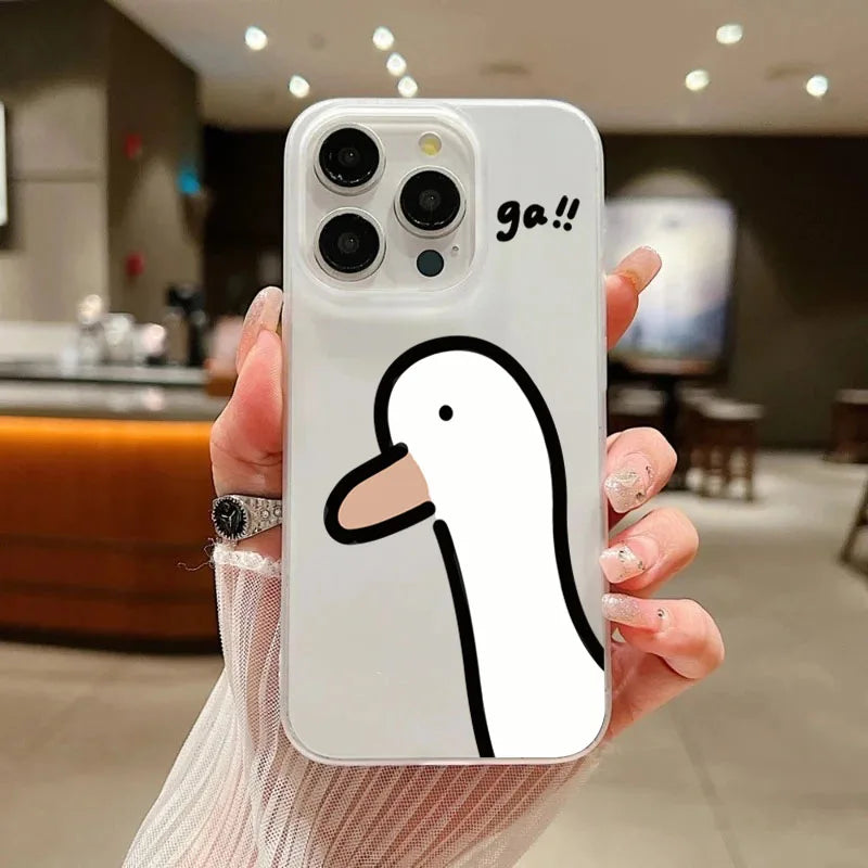 Super Cute Duck Quack Matte Translucent Phone Case For iPhone 17 16 15 14 13 12 11 Pro Air 16E X XR XSMax 7 8 Plus SE Mini Cover
