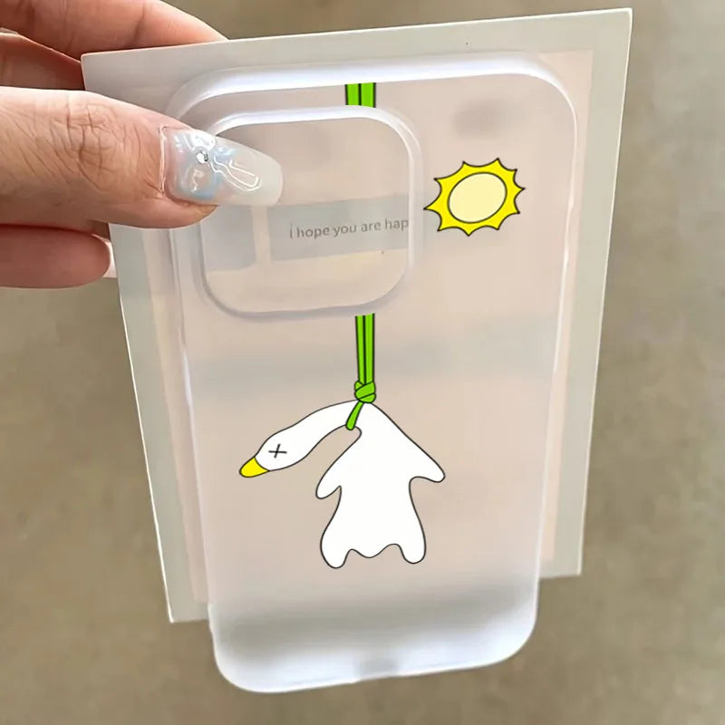 Super Cute Duck Quack Matte Translucent Phone Case For iPhone 17 16 15 14 13 12 11 Pro Air 16E X XR XSMax 7 8 Plus SE Mini Cover