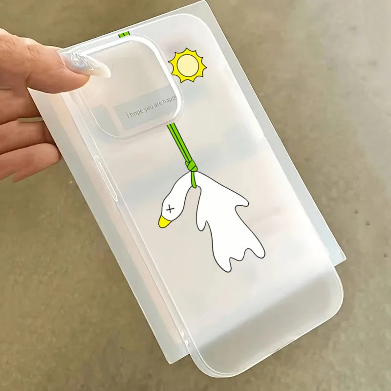 Super Cute Duck Quack Matte Translucent Phone Case For iPhone 17 16 15 14 13 12 11 Pro Air 16E X XR XSMax 7 8 Plus SE Mini Cover