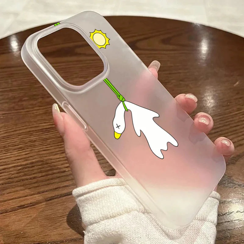 Super Cute Duck Quack Matte Translucent Phone Case For iPhone 17 16 15 14 13 12 11 Pro Air 16E X XR XSMax 7 8 Plus SE Mini Cover