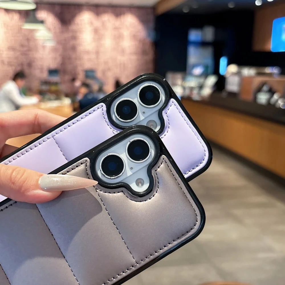 Luxury Down Jacket Silicone Phone Case For iPhone 17 Air 16 15 Plus 14 13 12 Pro Max 17ProMax Winter Colorful Soft Puffer Cover