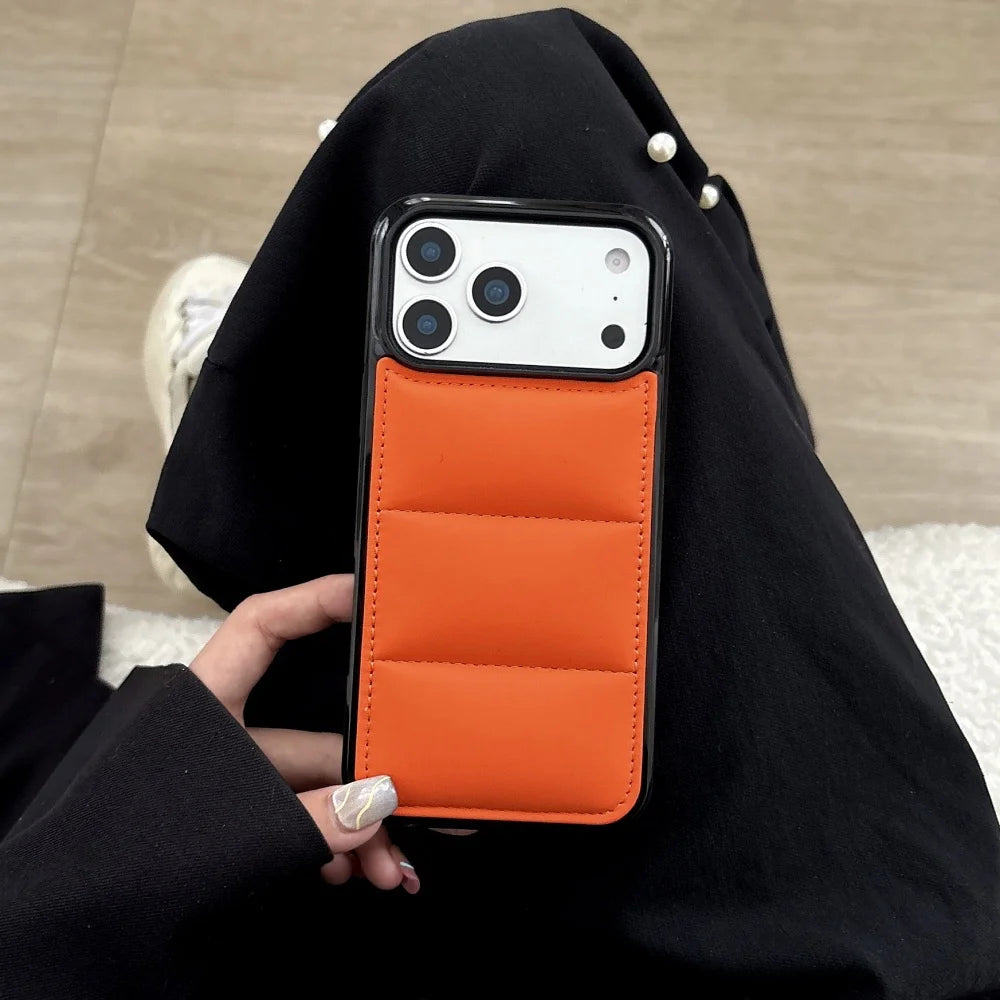 Luxury Down Jacket Silicone Phone Case For iPhone 17 Air 16 15 Plus 14 13 12 Pro Max 17ProMax Winter Colorful Soft Puffer Cover