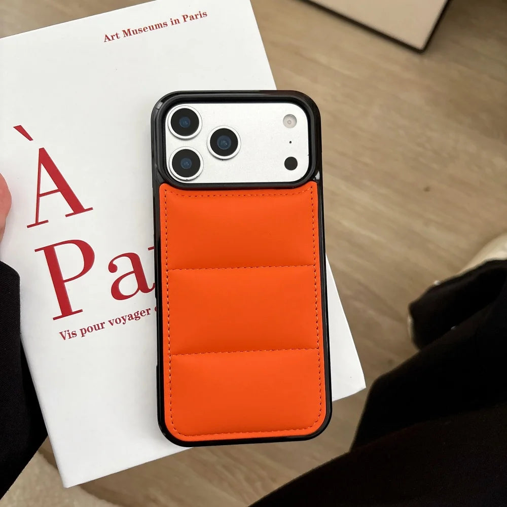 Luxury Down Jacket Silicone Phone Case For iPhone 17 Air 16 15 Plus 14 13 12 Pro Max 17ProMax Winter Colorful Soft Puffer Cover