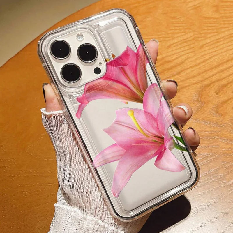 Cherry Flower Print Clear Case For iPhone 17 Air 16 15 14 13 Pro Max 11 12 Mini X XR XS 7 8 Plus SE2 Stylish Shockproof Cover