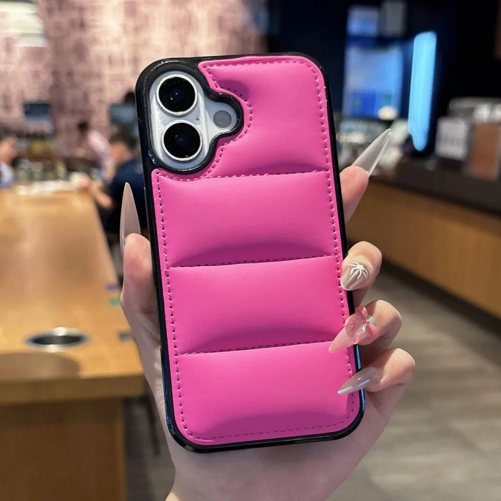 Luxury Down Jacket Silicone Phone Case For iPhone 17 Air 16 15 Plus 14 13 12 Pro Max 17ProMax Winter Colorful Soft Puffer Cover