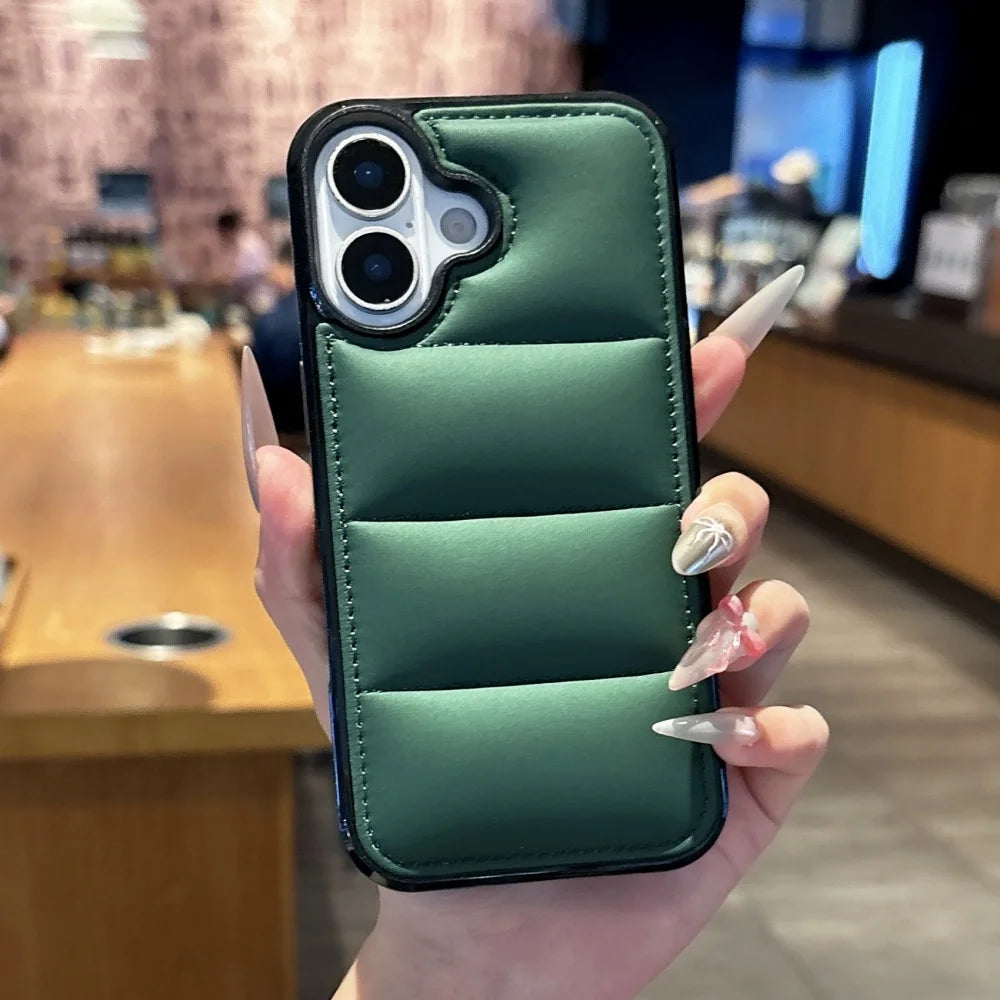 Luxury Down Jacket Silicone Phone Case For iPhone 17 Air 16 15 Plus 14 13 12 Pro Max 17ProMax Winter Colorful Soft Puffer Cover