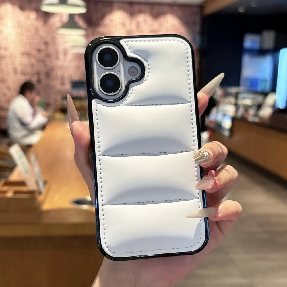 Luxury Down Jacket Silicone Phone Case For iPhone 17 Air 16 15 Plus 14 13 12 Pro Max 17ProMax Winter Colorful Soft Puffer Cover