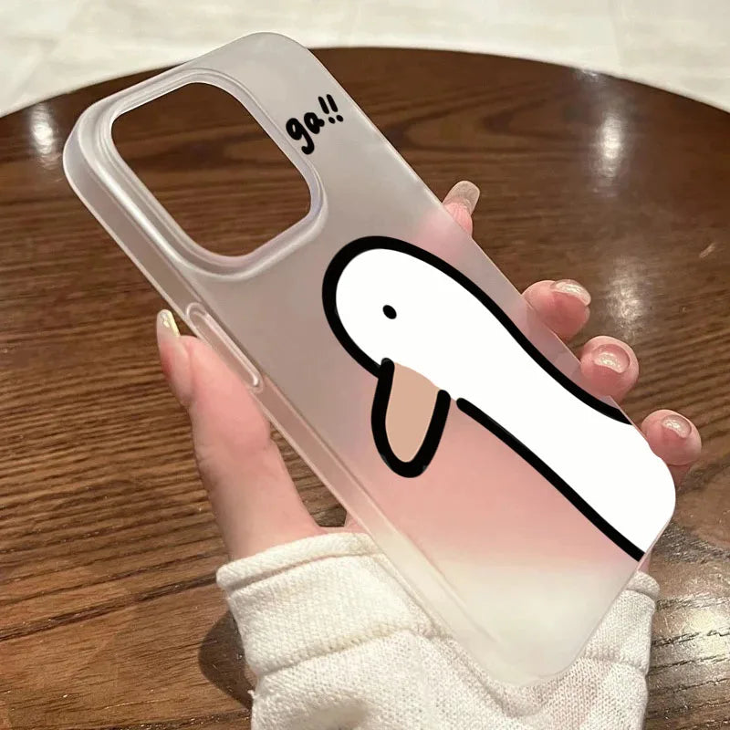 Super Cute Duck Quack Matte Translucent Phone Case For iPhone 17 16 15 14 13 12 11 Pro Air 16E X XR XSMax 7 8 Plus SE Mini Cover