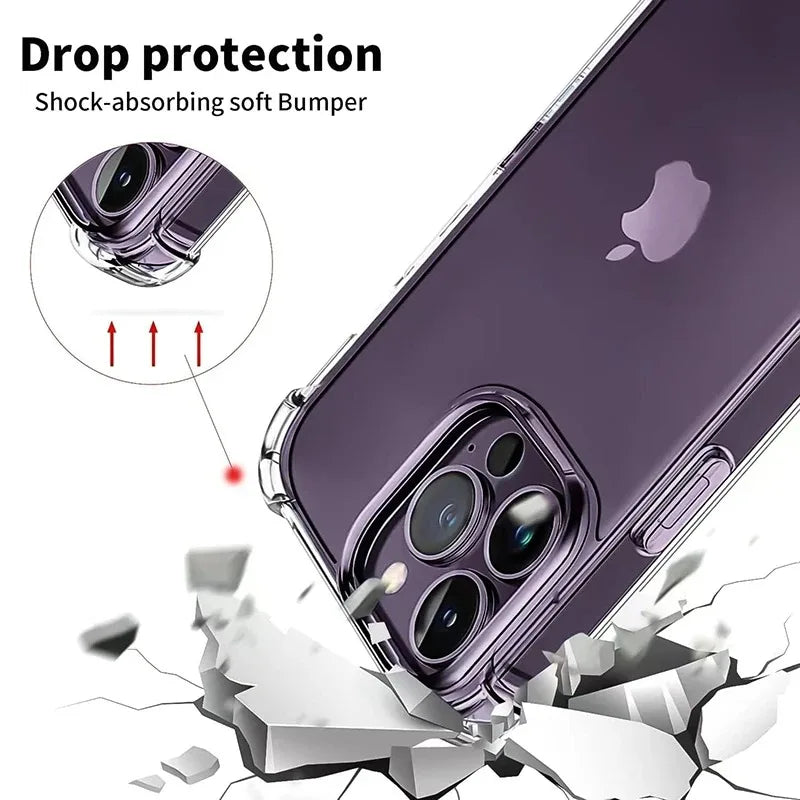 Air-Bag Shockproof Silicone Transparant Case For iPhone 17 16 15 Plus 11 12 13 14 Pro Max Mini X Xs XR 7 8 Plus Clear Back Cover